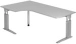UNDA 82 S | Schreibtisch 200 x 120 h&ouml;henverstellbar Grau/Silber