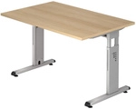 MEGA 12 S | Schreibtisch - 120 x 80 Eiche/Silber h&ouml;henverstellbar