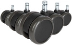 5x ROLO FREE 11mm/65mm | Hartb&ouml;den - Stuhlrollen Schwarz