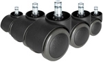 5x ROLO FREE 10mm/50mm | Hartb&ouml;den - Stuhlrollen Schwarz