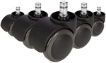 5x ROLO 11mm/50mm | Hartb&ouml;den - Stuhlrollen Schwarz