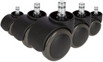 5x ROLO FREE 11mm/50mm | Hartb&ouml;den - Stuhlrollen Schwarz
