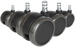 5x ROLO No-Noise 11mm/65mm | Hartb&ouml;den - Stuhlrollen Schwarz
