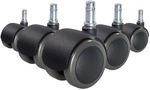 5x ROLO FIX 10mm/50mm | Hartb&ouml;den - Stuhlrollen Schwarz