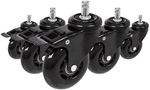 5x ROLO SKATE S 11mm/75mm | mit Feststellbremse | Hartb&ouml;den - Stuhlrollen Schwarz