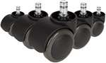 5x ROLO No-Noise 11mm/50mm | Hartb&ouml;den - Stuhlrollen Schwarz