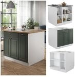 Vicco K&uuml;cheninsel K&uuml;chenblock Einbauk&uuml;che Fame-Line Landhaus Wei&szlig; Gr&uuml;n 90 cm