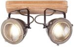 BRILLIANT Lampe Carmen Wood Spotbalken 2flg burned steel/holz 2x PAR51, GU10, 5W,
