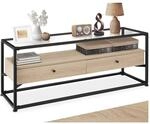 tectake&reg; Sideboard, Industrial Style, Platte aus Sicherheitsglas, 2 gro&szlig;e