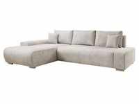 Juskys Sofa Iseo Links mit Schlaffunktion - Stoff Couch L Form für Wohnzimmer -