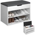 tectake&reg; Schuhbank, f&uuml;r 6 Paar Schuhe, gro&szlig;es Klappfach, 60 x 30 x 43,5 cm