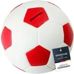 HMF 4790-03 Spardose Fu&szlig;ball Lederoptik 15 cm Durchmesser, Rot Wei&szlig;