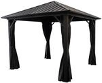 DEGAMO Pavillon NOVARA 3x3 Meter, Aluminium schwarz, Dach aus verzinktem Metall