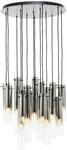 Brilliant Lampe Glasini Pendelleuchte 14flg schwarz matt/rauchglas Metall/Holz