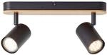 Brilliant Niels Spotbalken 2flg schwarz matt/natur, Metall/Bambus, 2x LED, GU10, 10 W