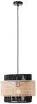BRILLIANT Lampe, Arles Pendelleuchte 35cm schwarzmatt/rattan, 1x A60, E27, 40W, Kabel