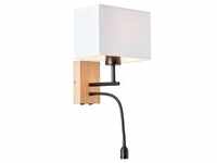 BRILLIANT Lampe, Rayan LED Wandleuchte mit Lesearm eiche geölt/weiß, 1x A60, E27,