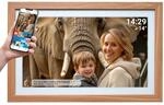 Denver PFF-2162LW WLAN Bilderrahmen &ndash; 21,5", Frameo, Holz, hellbraun