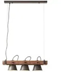 BRILLIANT Lampe, Decca Pendelleuchte 3flg schwarz stahl, 3x A60, E27, 10W, Holz aus