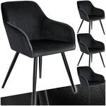 tectake&reg; Esszimmerstuhl, gepolstert, in Samtoptik, schwarze Stahlbeine, 58 x 62 x 82