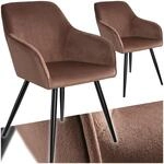 tectake&reg; Esszimmerstuhl, gepolstert, in Samtoptik, schwarze Stahlbeine, 58 x 62 x 82