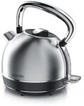 Arendo Wasserkocher mit Temperatureinstellung, 1,7 l, 2200 W, Edelstahl Retro Style
