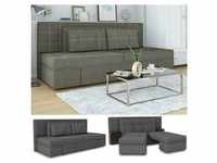 VICCO Schlafsofa mit Bettfunktion 235 x 105 cm Grau Dreisitzer Couch...