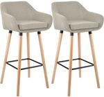 CLP Barhocker 2er Set gepolstert mit Lehne Grant, Barstuhl mit Stoffbezug, Gestell