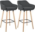CLP Barhocker 2er Set gepolstert mit Lehne Grant, Barstuhl mit Stoffbezug, Gestell
