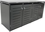 DEGAMO M&uuml;lltonnenbox 264x80x116cm f&uuml;r 4x Tonnen 120 und 240 Liter, Stahl anthrazit