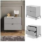 Vicco Nachtkommode Eliza, Grau 66 x 36 cm, Nachttisch mit 2 Schubladen, modern