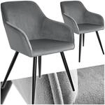 tectake&reg; Esszimmerstuhl, gepolstert, in Samtoptik, schwarze Stahlbeine, 58 x 62 x 82