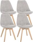 CLP 4er Set Esszimmerstuhl Linares Kunststoff I Stoff I Samt I Cord I Lederoptik I