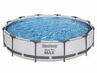 Bestway® Steel Pro MAXTM Frame Pool Set mit Filterpumpe Ø 366 x 76 cm, lichtgrau,