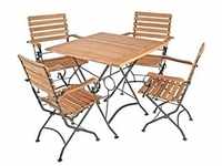 5-tlg. Holz Tischgruppe WIEN Garten Möbel Sitzgruppe Sitzgarnitur Gartenset Set