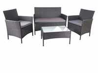 Poly-Rattan Garten-Garnitur MCW-D82, Sitzgruppe Lounge-Set ~ schwarz mit Kissen