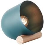 BRILLIANT Lampe, Koji Tischleuchte t&uuml;rkis, Metall/Holz, 1x A60, E27,