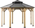 Sunjoy Pavillon Zedernholz Gazebo EGGI - 396cm x 396cm, anthrazit