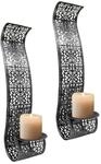 LEX 2er Set Wandkerzenhalter mit Glaskerzenhalter Farbe: schwarz