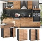 Vicco H&auml;ngeschrank K&uuml;chenschrank K&uuml;chenm&ouml;bel Fame-Line Anthrazit Eiche modern 60
