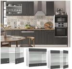 Vicco H&auml;ngeglasschrank K&uuml;chenschrank K&uuml;chenm&ouml;bel Fame-Line Wei&szlig; Anthrazit-Gold