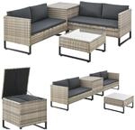 Juskys Polyrattan Lounge Santorini - Outdoor Sitzecke mit Beistelltisch & Auflagenbox