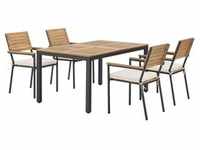 Juskys Akazienholz Gartengarnitur Rhodos - Tisch, 4 Stühle & Auflagen -...