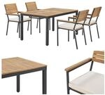 Juskys Akazienholz Gartengarnitur Rhodos - Tisch, 4 St&uuml;hle & Auflagen - Gartenm&ouml;bel