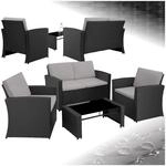 tectake&reg; Rattan Lounge, f&uuml;r 4 Personen, UV-best&auml;ndig, mit Sicherheitsglasplatte