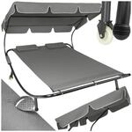 tectake&reg; Gartenliege, f&uuml;r 2 Personen, 2 Transportrollen, 2 Kopfpolster, 215 x 183 x
