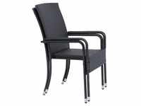 Juskys Polyrattan Gartenstühle Yoro 2er Set - Stuhl mit Armlehnen - Rattan Stühle