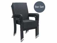 Juskys Polyrattan Gartenstühle Yoro 8er Set - Stuhl mit Armlehnen - Rattan Stühle