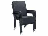Juskys Polyrattan Gartenstühle Yoro 4er Set - Stuhl mit Armlehnen - Rattan Stühle