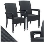 Juskys Polyrattan Gartenst&uuml;hle Yoro 4er Set - Stuhl mit Armlehnen - Rattan St&uuml;hle